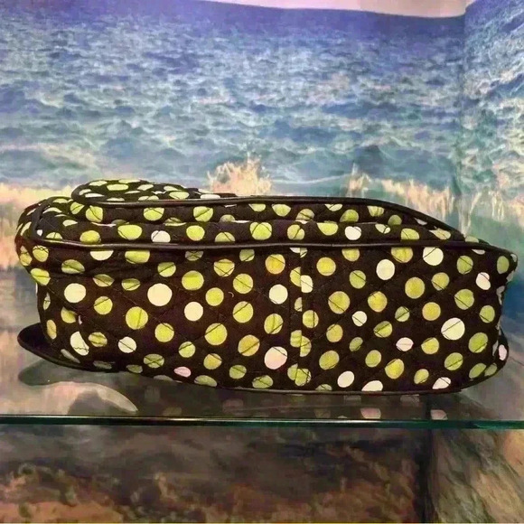 Vera Bradley Navy Blue Green Lucky Dots Turnlock Flap Crossbody Shoulder Bag - Picture 14 of 14